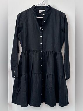 NWT Alice Walk Tiered Linen Dress, Black, XS